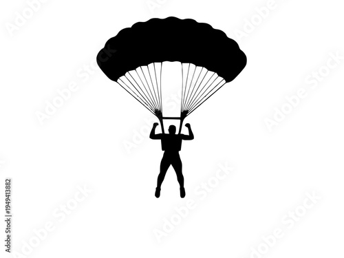 Ein Skydiver befindet sich im freien Fall mit ausgebreiteten Armen und Beinen. Die Szene zeigt die dynamische Bewegung eines Extremsports.KI Generiert