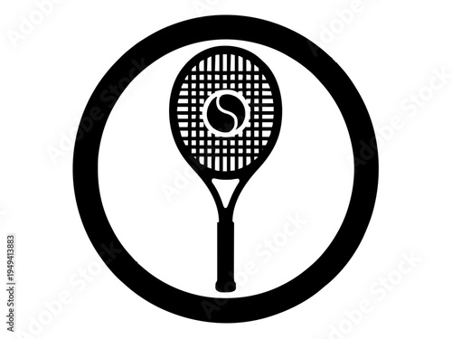 Ein Tennisschläger trifft einen Ball, der mit Bewegungslinien dargestellt wird. Das Motiv zeigt einen typischen Schlagmoment.KI Generiert