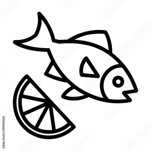 Vector of a fish with a slice of lemon