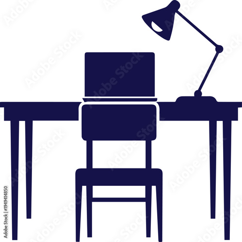 Study Space Icons. Outline icon set of higher education study spaces: library building, desk, chair, student,