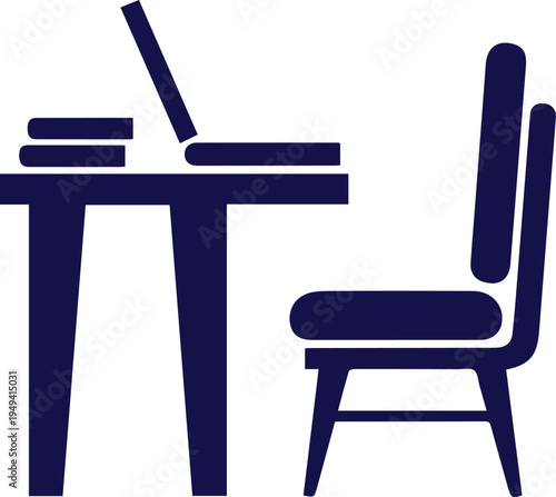 Silhouette of a student using a laptop at a desk for e learning.