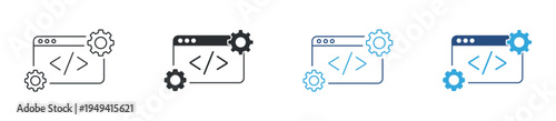 Web development settings icon set. Programming configuration concept. Vector illustration.