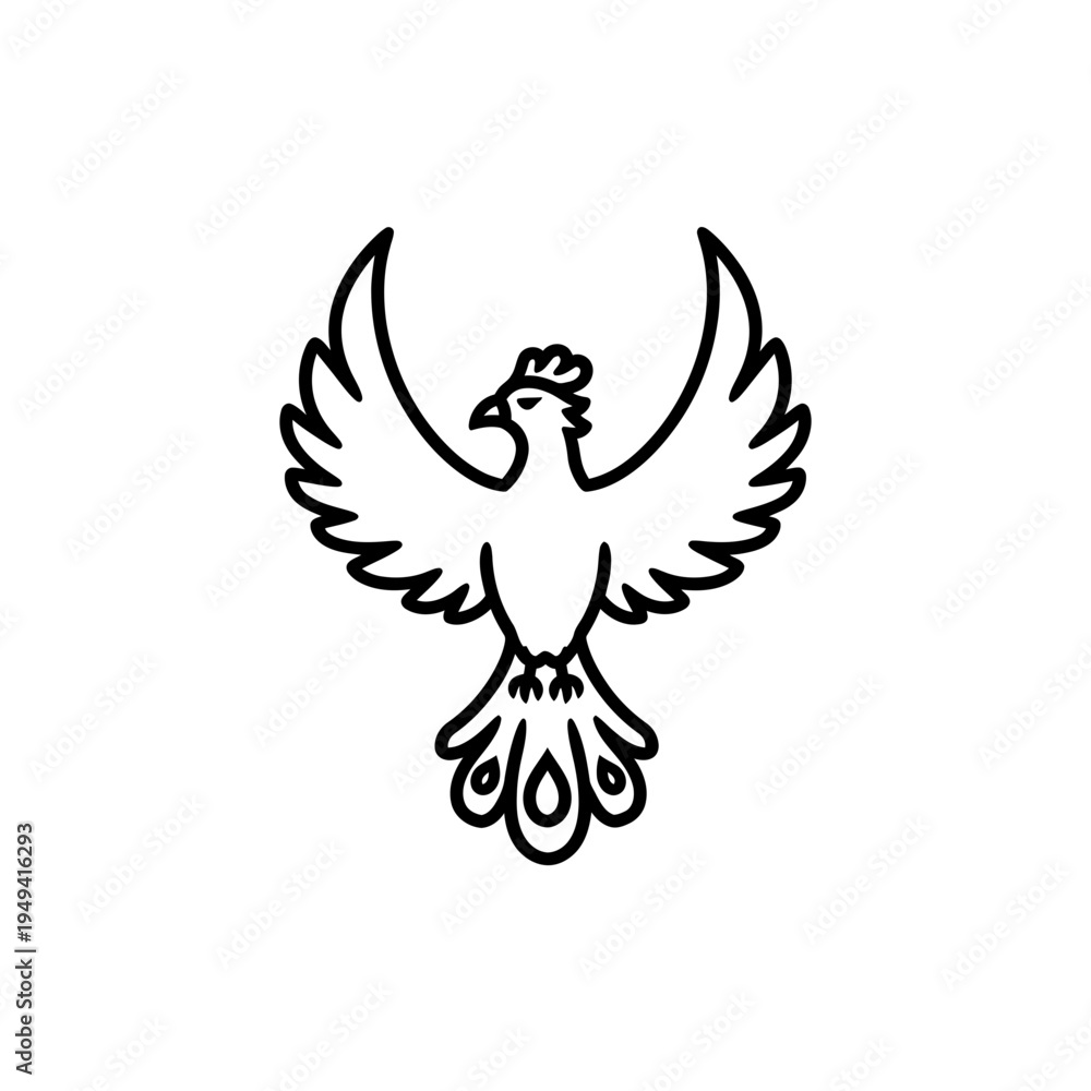 Obraz premium Phoenix Bird Silhouette Minimalist Icon vector illustration