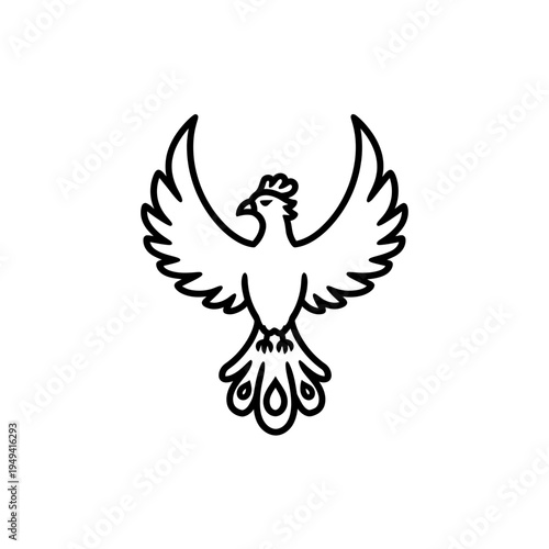 Phoenix Bird Silhouette Minimalist Icon vector illustration