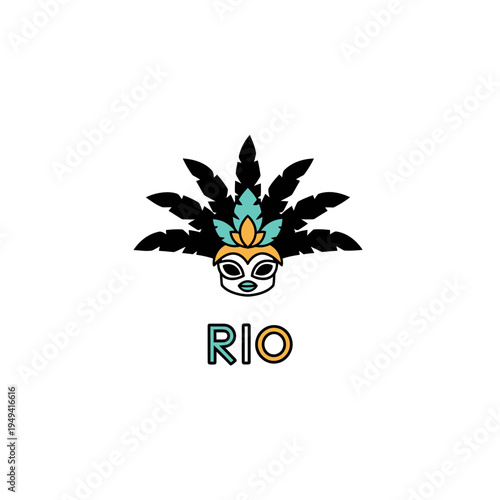 Rio Carnival Mask Logo Design vector illustration