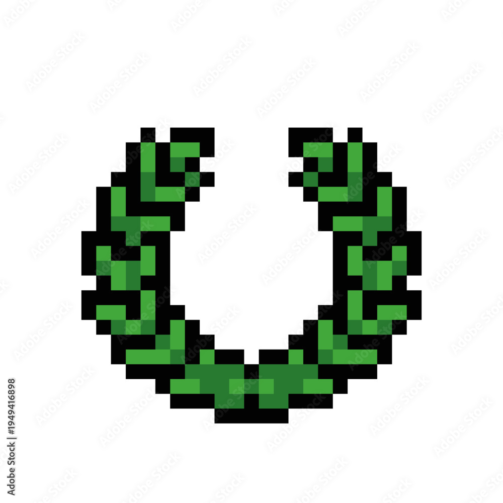 Obraz premium Pixel art laurel wreath - retro 8bit victory award crown symbol icon