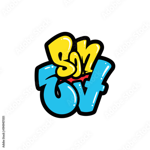 Graffiti-Style Lettering of the Word SOVA vector illustration