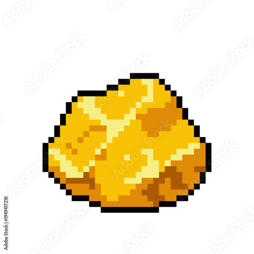 Gold nugget pixel art - retro 8bit mining treasure game asset