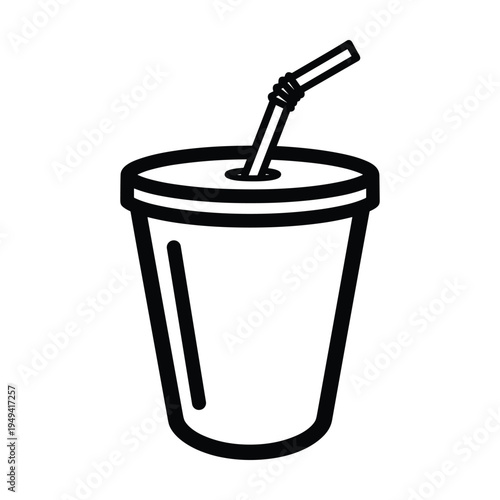 Simple outline icon of a paper cup with a straw