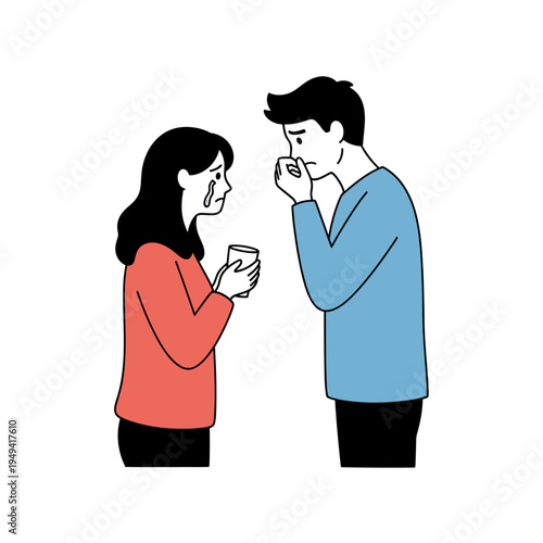 Woman Offers Support to Sad Man vector illustration