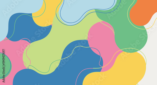 Abstract Colorful Fluid Shapes Background, Modern Organic Design