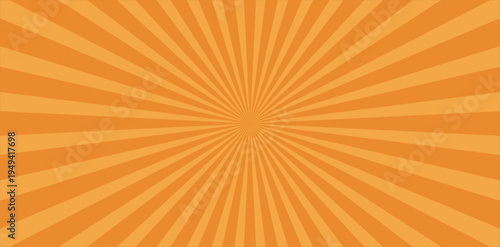 Abstract Orange Sunburst Background - Vector Sunburst Pattern Orange Design - Vintage Sunrays Illustration Swirl Grunge Backdrop Line