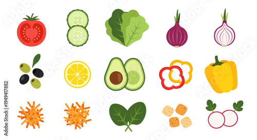Fresh vegetables and salad ingredients