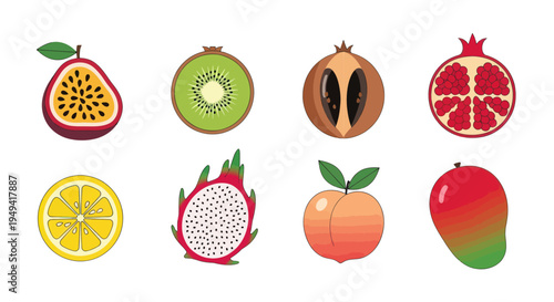 Colorful fruit variety isolated on white