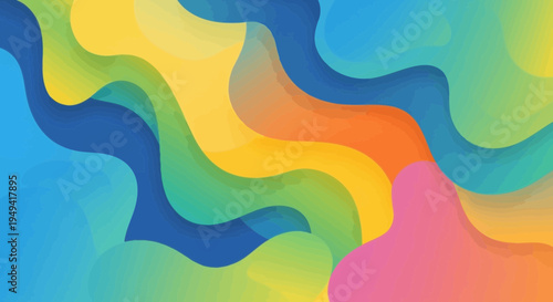 Abstract Colorful Wavy Shapes Background with Overlay Lines