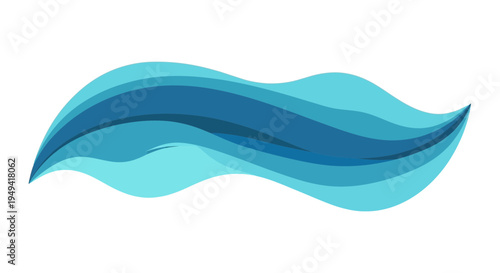Abstract Blue Wave Flowing Shape, Fluid Motion Design Element
