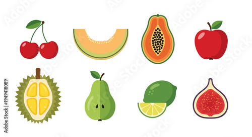 Colorful fruits collection illustration
