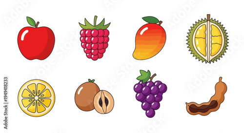 Colorful fruits set illustration