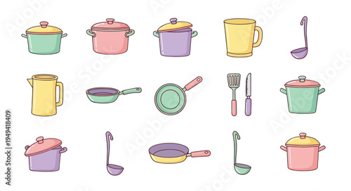Colorful kitchen utensils illustration