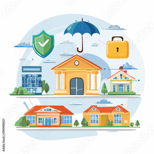 Insurance and property protection concept illustration vector design elements