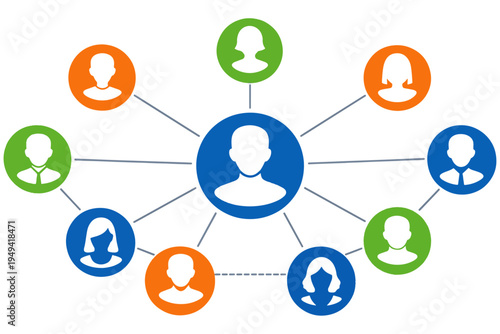 Global Connection Network with People and Digital Web Diagram