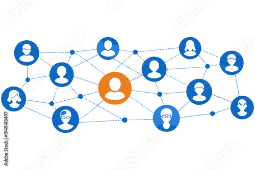 Global People Network with Connected Dots and Lines, Social Networking Concept Vector