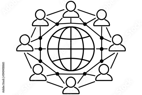 Worldwide Team Collaboration Network with People Around Globe Communication Concept Vector