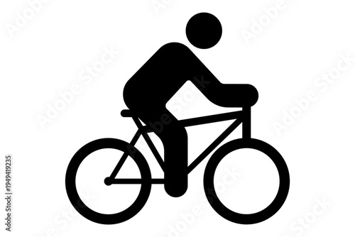 man riding bicycle profile monochrome graphic pictogram