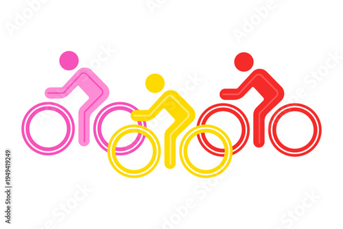 peloton cyclists racing together colorful graphic illustration
