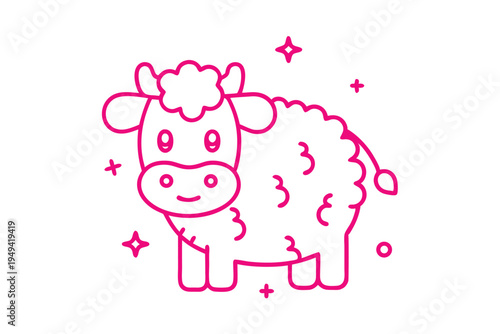 Fluffy cloud character looking confused with question mark in line art