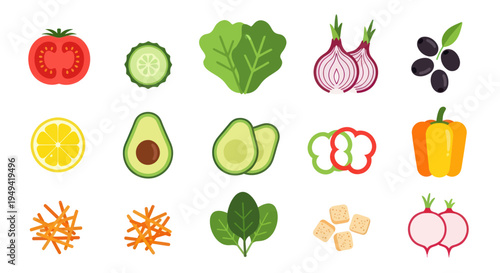 Fresh vegetables and fruits illustration