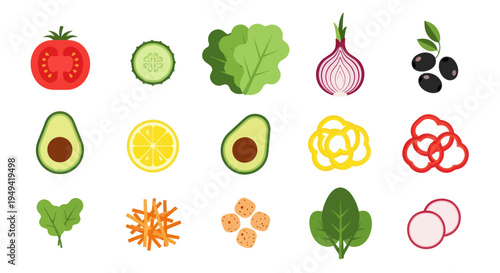 Fresh vegetables and fruits illustration
