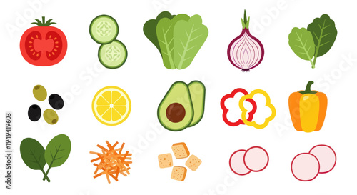 Fresh vegetables and salad ingredients
