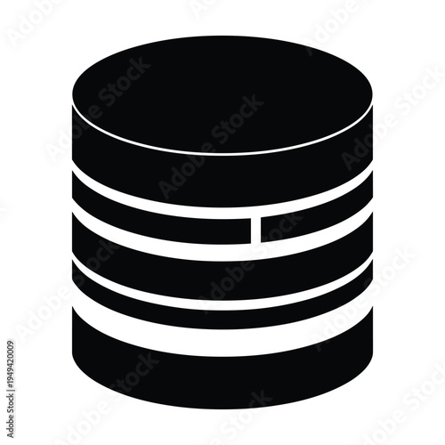 Database Icon, Server Stack, Data Storage Cylinder, Digital Information Symbol