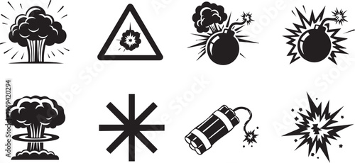Collection of hazard and explosion symbols
