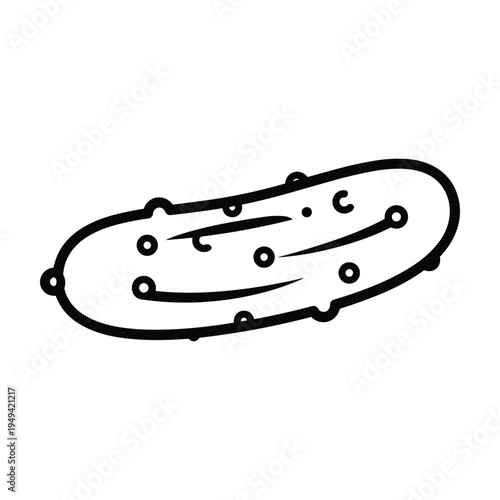 Black and White Outline Icon of a Pickle with Spots