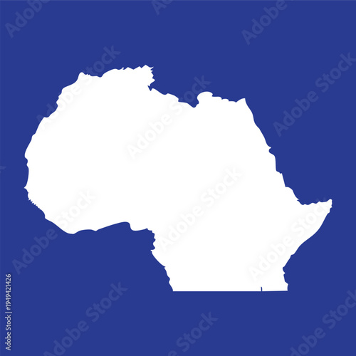 White silhouette of african continent on solid blue background