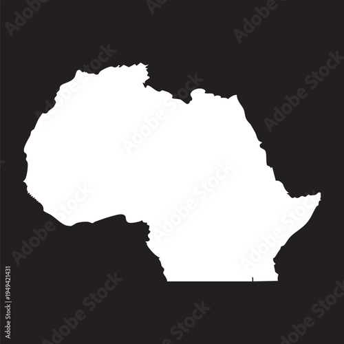 White map silhouette of africa on black background