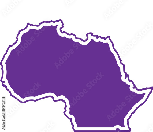 Purple silhouette outline map of a country on white background