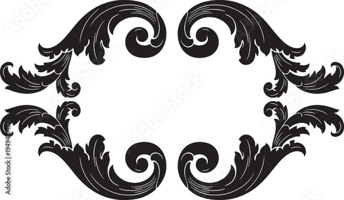 Black ornate swirling leaf frame border