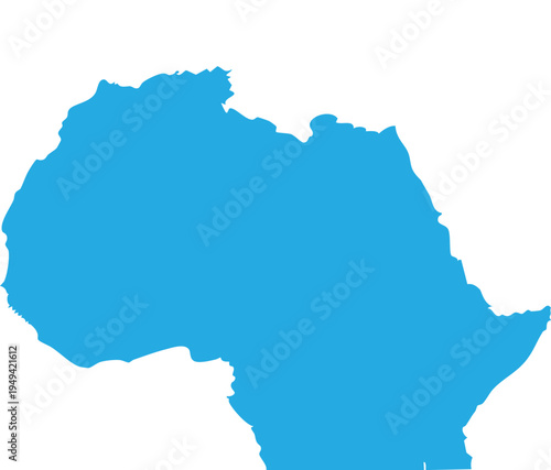 Blue silhouette of africa with a focus on the northern regions
