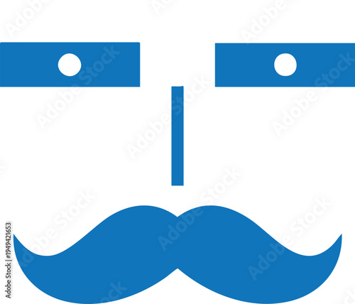 Blue mustache and eyebrow with white dots eyebrows face symbol