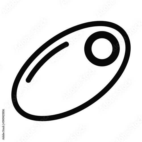 Minimalist Black and White Icon of a Safety Pin on White Background