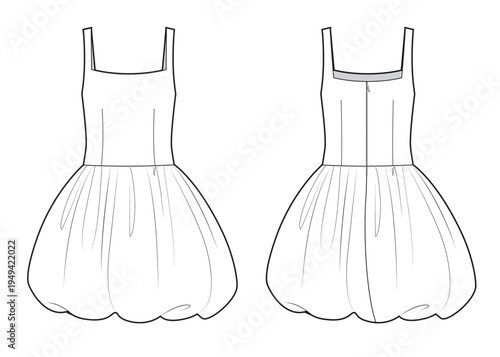 Bubble hem mini dress technical