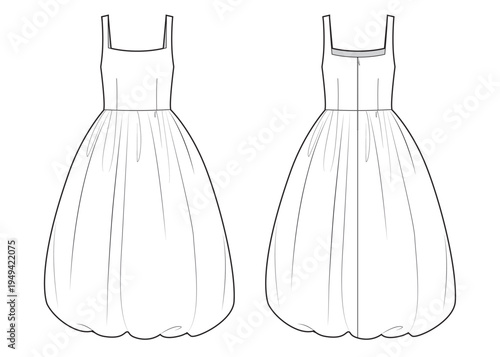 Bubble hem midi dress technical