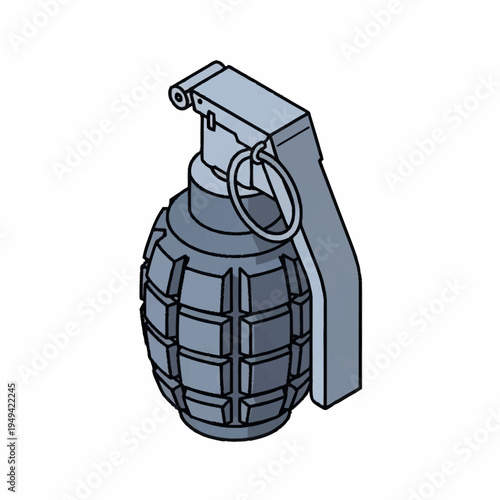 Illustration of a Hand Grenade in Isometric View.