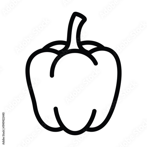 Simple Outline Icon of a Bell Pepper