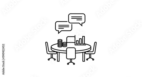 Business meeting with coins and charts, discussion and strategy concept