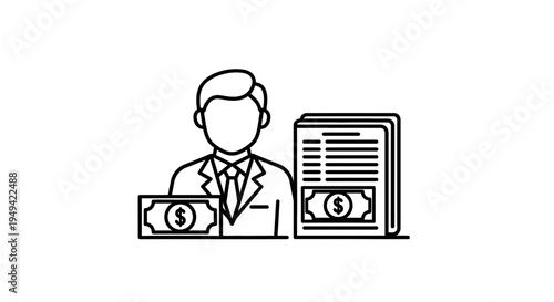 Businessman with Money and Documents, Financial Success, Business Investment Concept