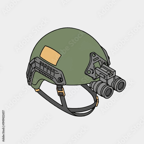 Tactical Military Helmet with Night Vision Goggles Attachment.